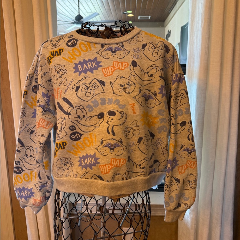 Disney Gray and Orange Crewneck Sweater